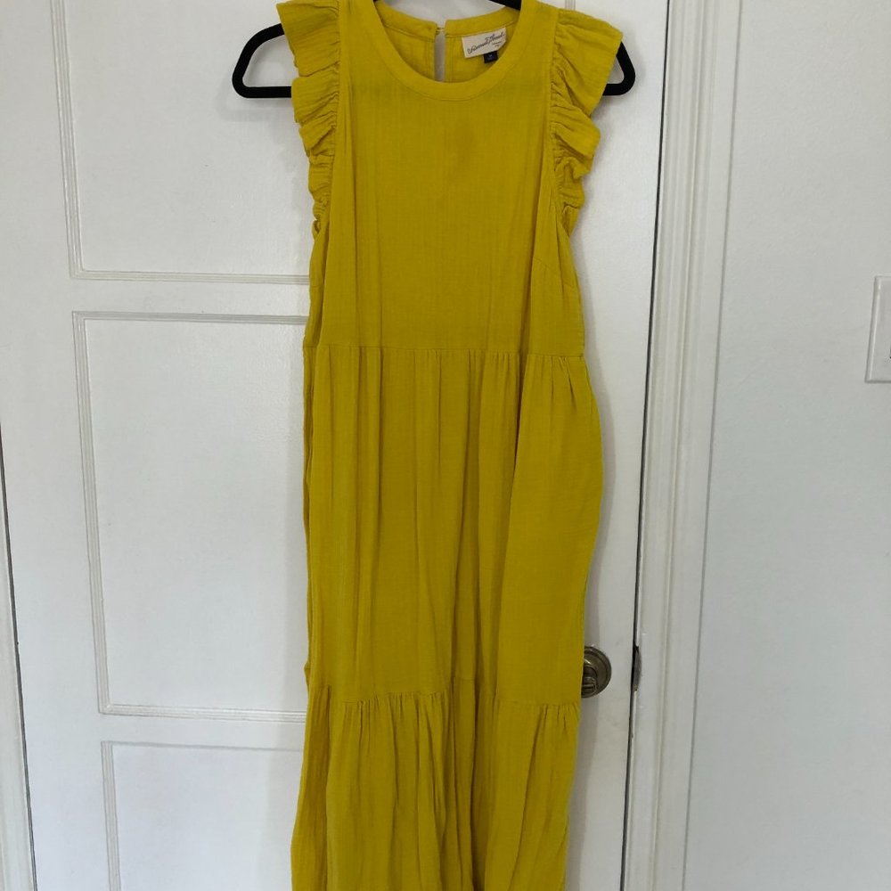 Flowy Yellow Tiered Floor Length  Dress